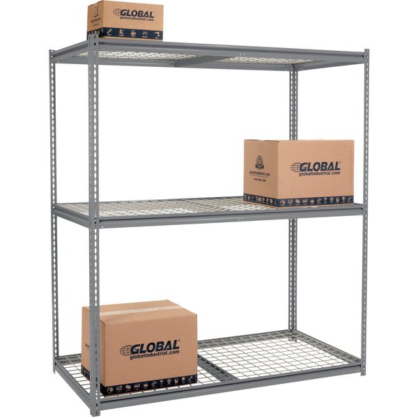 Global Industrial High Cap. Starter Rack 72Wx36Dx84H 3 Levels Wire Deck 1000lb Per Shelf GRY 580921GY